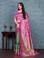 Art Silk Printed Saree for Women, Pink 