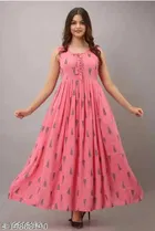 Anarkali Rayon Printed Gown for Women 