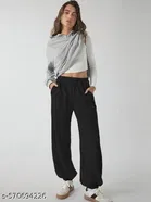 Cotton Blend Solid Trousers for Men, Black 