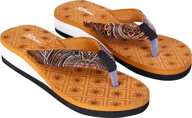 Flip Flops for Women (Tan, 7)