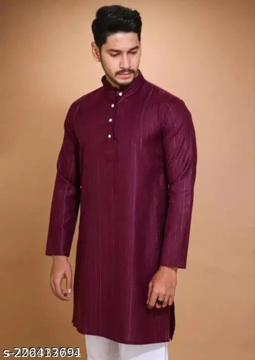 Kurta for Men (Maroon, L)