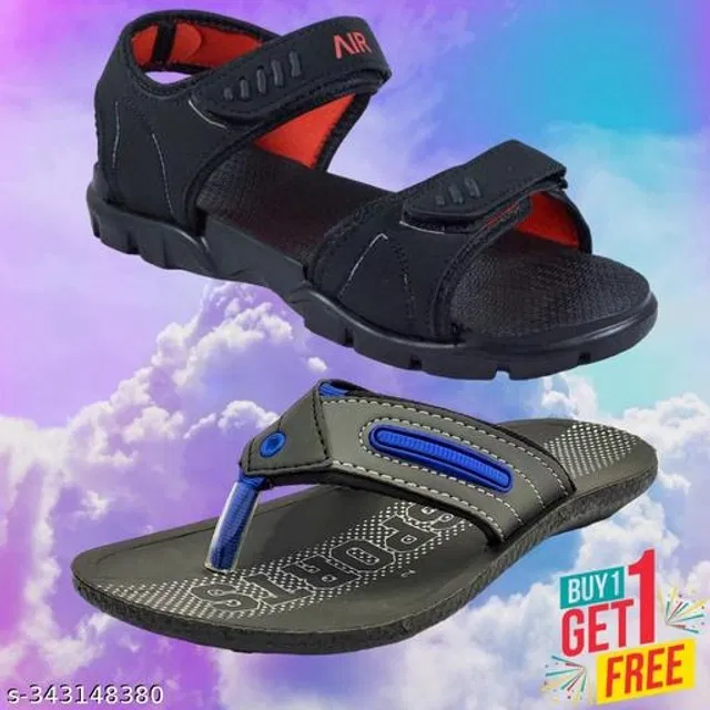 Sandal with Flipflop for Men (Multicolor, 6) (Pack of 2)