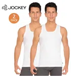 Jockey Cotton Solid Vest for Men (White, S) (Pack of 2)