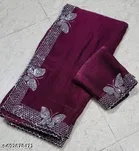 Georgette Solid Saree For Women, Purple