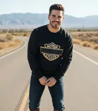 Fleece Printed Hoodie For Men, Black 