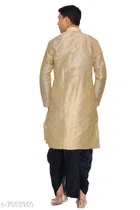 Dupion Silk Solid Kurta with Dhoti for Men 
