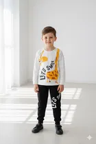 Cotton Blend Printed Clothing Set for Kids, White & Black 
