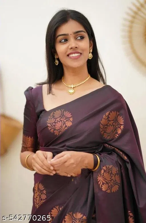 Kanjeevaram Silk Saree for Women (Copper, Free Size)