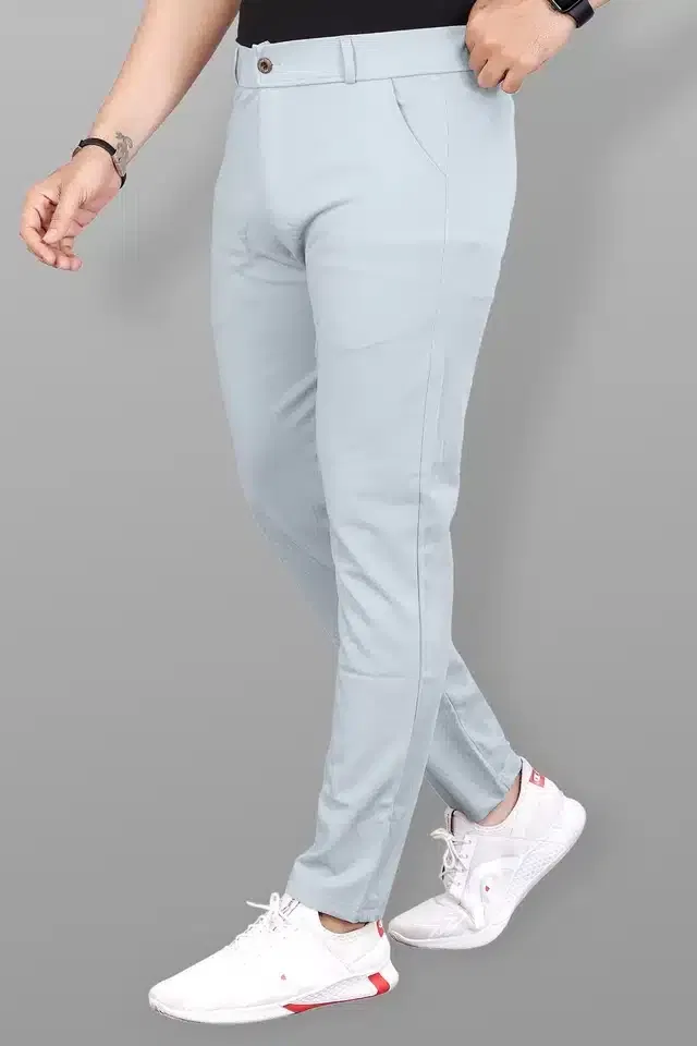Lycra Blend Trouser for Men (Light Grey, 30)
