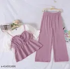 Polyester Solid Clothing Set for Girls, Pink 