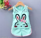 Hosiery Cotton Sleeveless T-Shirt with Pant Clothing Set for Kids 