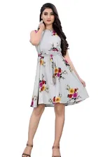 Crepe Floral Print Dress for Women 
