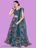 Net Embroidered Semi Stitched Lehenga Choli with Dupatta for Women 
