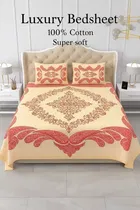 KC Jaipuri Cotton King Bedsheeet Abstract Printed 90x108in Coral
