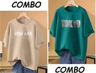 Cotton Blend Printed T-shirt for Women, Multicolour, Pack of 2 