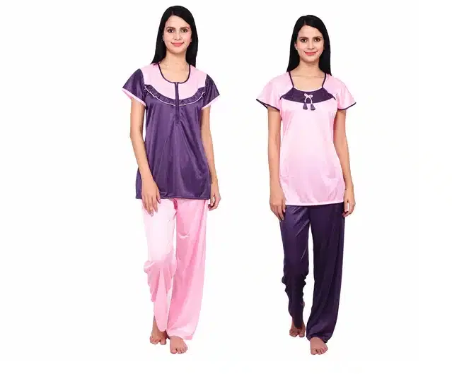 Nightdress for Women (Pink & Royal Blue, Pack of 2)