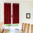 Velvet Emboss Red Window Blackout Curtain 5ft Combo 