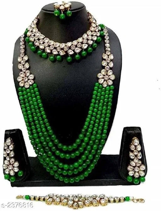 Elegant Alloy & Pearl Jewellery Set