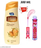Body Lotion 300 ml with Lip Gloss (Multicolor, Set of 2)