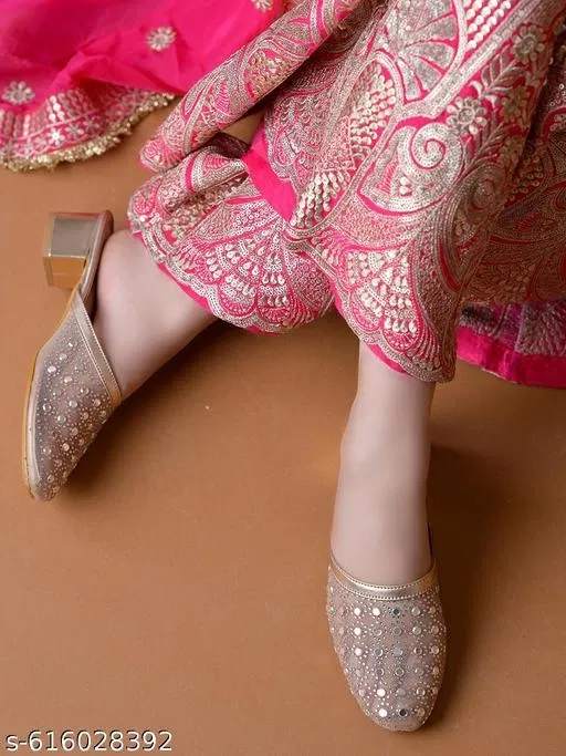 Shoetopia Pink Embellished Heel Sandals (Size IND-3)
