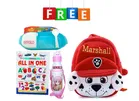Combo of Fabric School Bag, Water Bottle, Lunch Box with All in One Book for Kids 