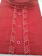 Cotton Solid Kurta Set for Men, Red 