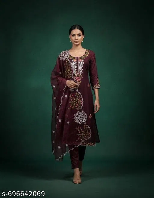 Jaipuri Style Kurti for Women (Purple, Un Stitched)