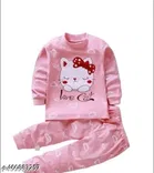 Hosiery Cotton Printed Clothing Set for Kids, Pink 