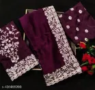 Georgette Solid Saree For Women, Purple