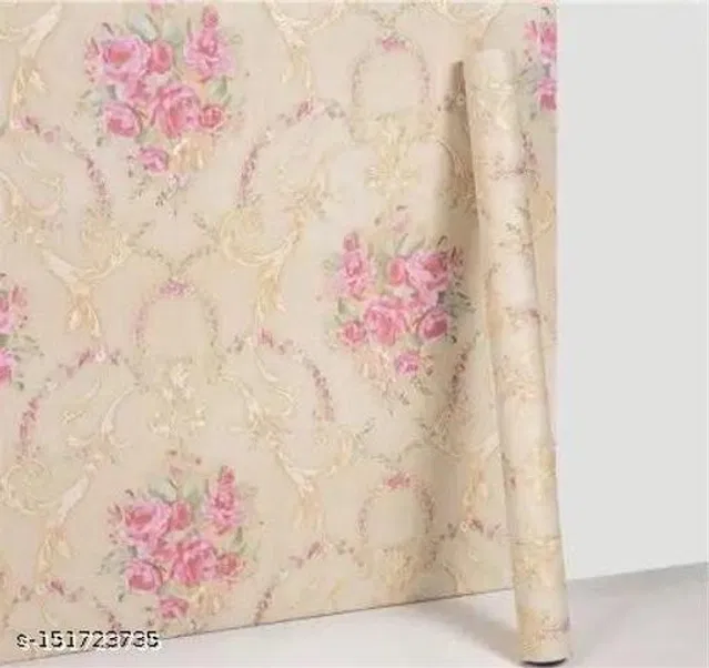 Bliss Vinyl Wallpaper for Home (Beige, 45x1000 cm)