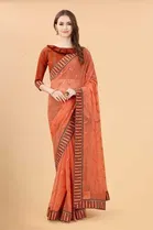 Trendy Simar Silk Saree with Blouse Piece For Women 