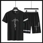 Half Sleeves Track Suit for Men (Black, L)