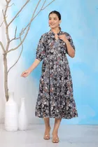 Georgette Printed Midi Dress for Women 