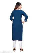 Rayon Slub Embroidered Kurta with Pant for Women 