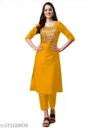 Rayon Embroidered Kurta with Pant for Women 