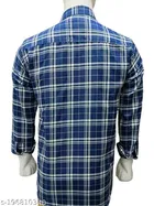 Cotton Blend Checked Shirt for Men, Blue 