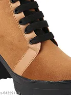 Shoetopia Solid Suede Block Boots 