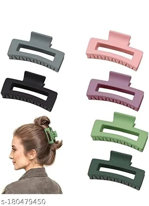 Plastic Hair Clutcher for Women & Girls (Multicolor, Pack of 6)