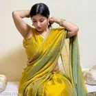 Designer Golden Chiffon Saree for Women 