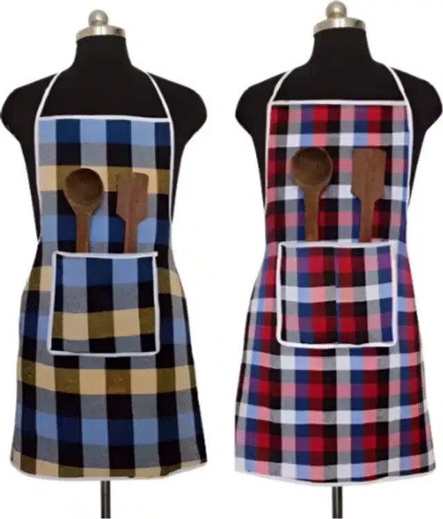 Cotton Kitchen Aprons (Multicolor, Pack of 2)