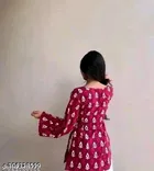 Rayon Printed Short Kurti for Women, Maroon 