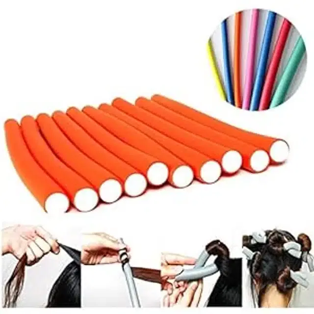 10 Pcs Hair Foam Rollers for Curly Hairs (Multicolor, Set of 1)