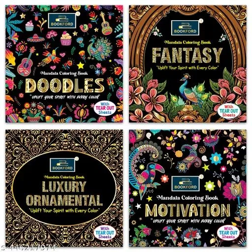 Mandala Coloring book uplift your spirit with every color for kids (set of 4 books) - Doodles, Fantasy, Luxury Ornamental, Motivation