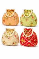 Handcrafted Embroidered Silk Potli Bag, Multicolour, Pack of 4