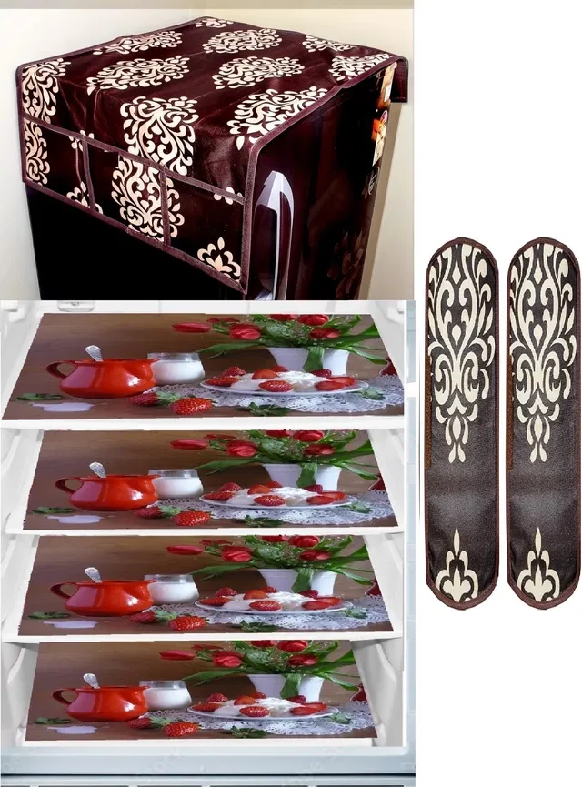 Knit 7 Pcs Fridge Cover Set (Multicolor, Set of 1)