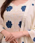 Floral Embroidered Kurta with Trousers & Dupatta for Women 