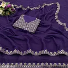 Georgette Solid Saree For Women, Purple