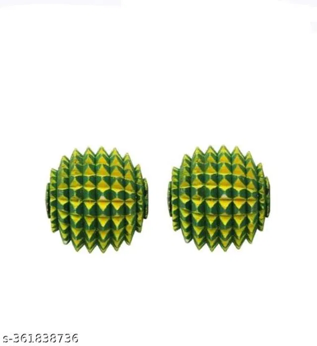 Wooden Body Massager (Yellow & Green, Pack of 2)