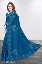 Georgette Saree for Women, Teal 