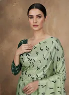 Art Silk Printed Saree for Women, Green 
